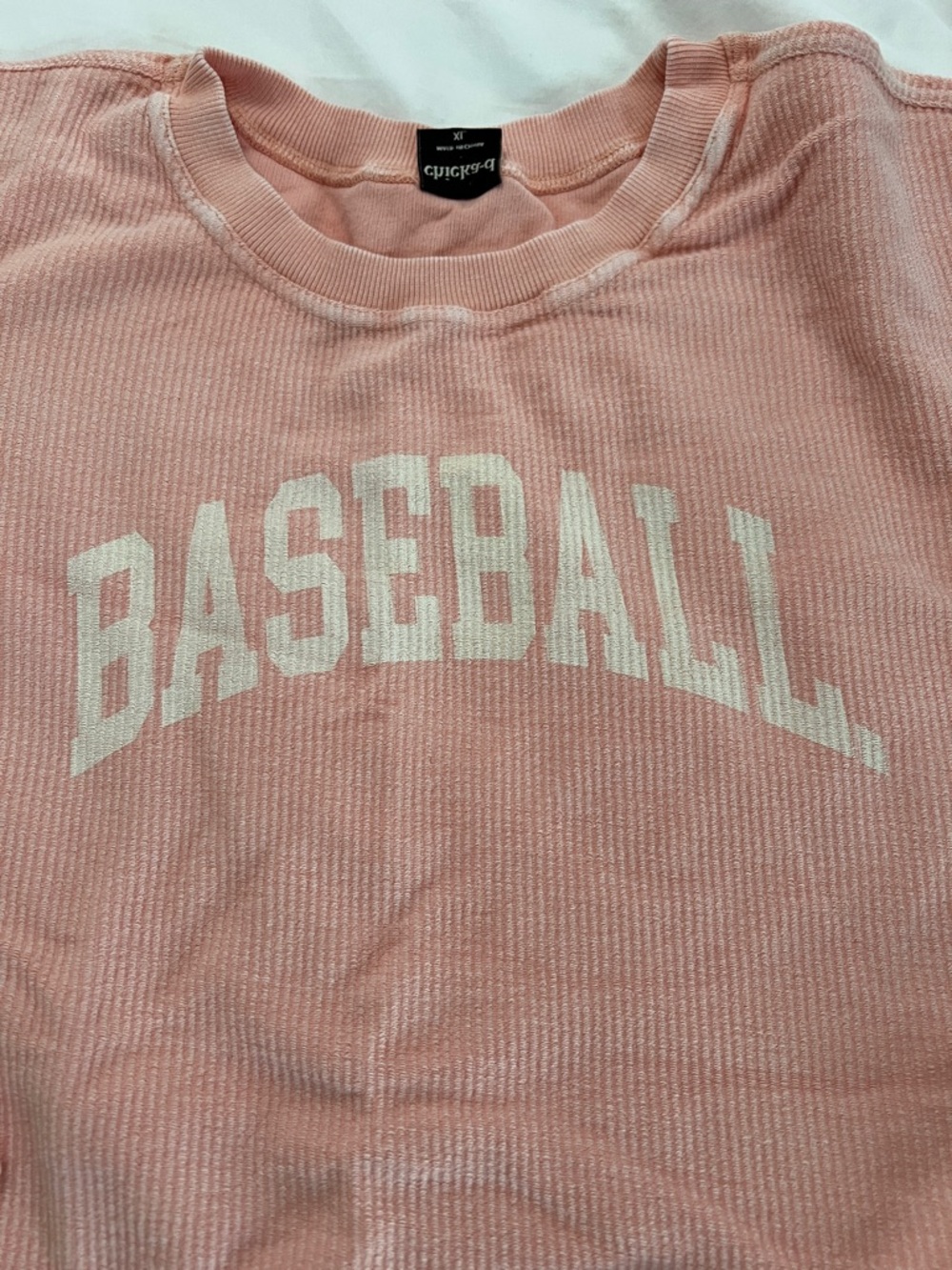 Chicka-d pink BASEBALL corded sweatshirt size XL